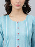 Blue Cotton Striped Straight Kurta